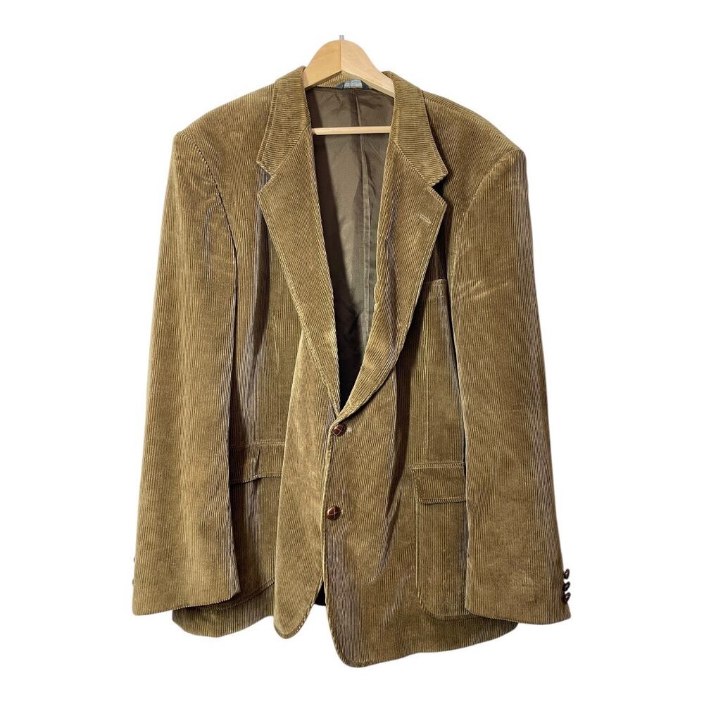 David Taylor Mens 48L Corduroy Blazer Brown Academic Preppy